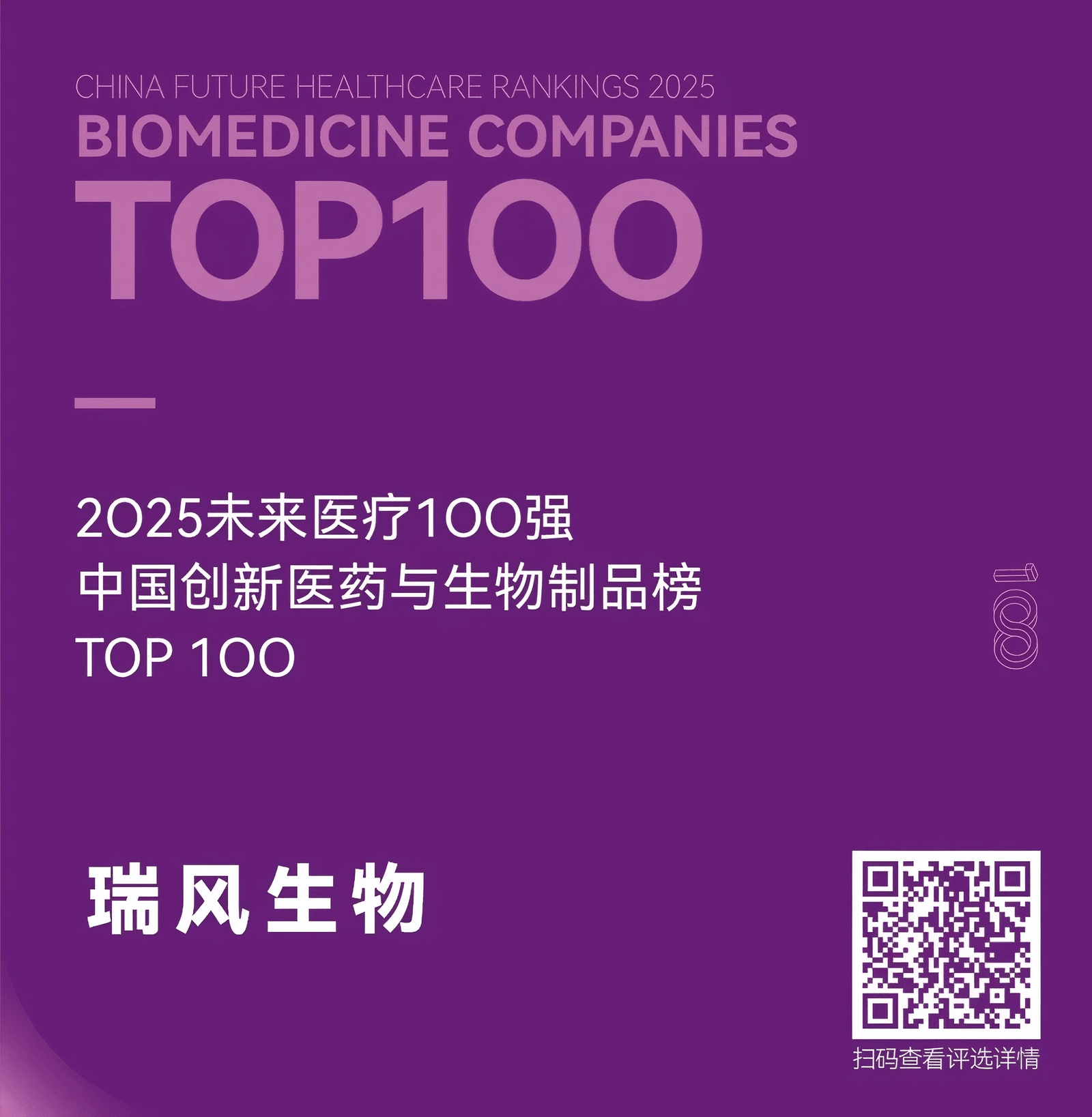 瑞风生物入选2025未来医疗100强，连续3年获此殊荣